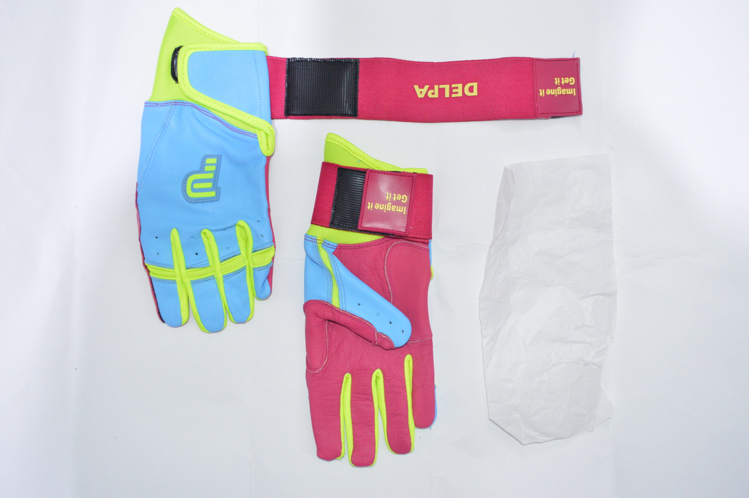 Guantillas XL Delpa Doble Strap Rojo Vino/Azul/Verde F