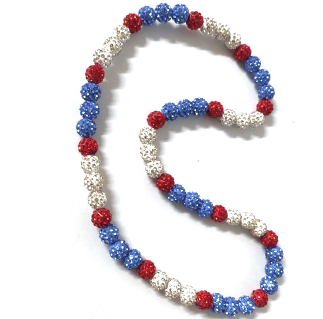 Collares Brillante de color Azul/blanco/ Rojo {22 inch}