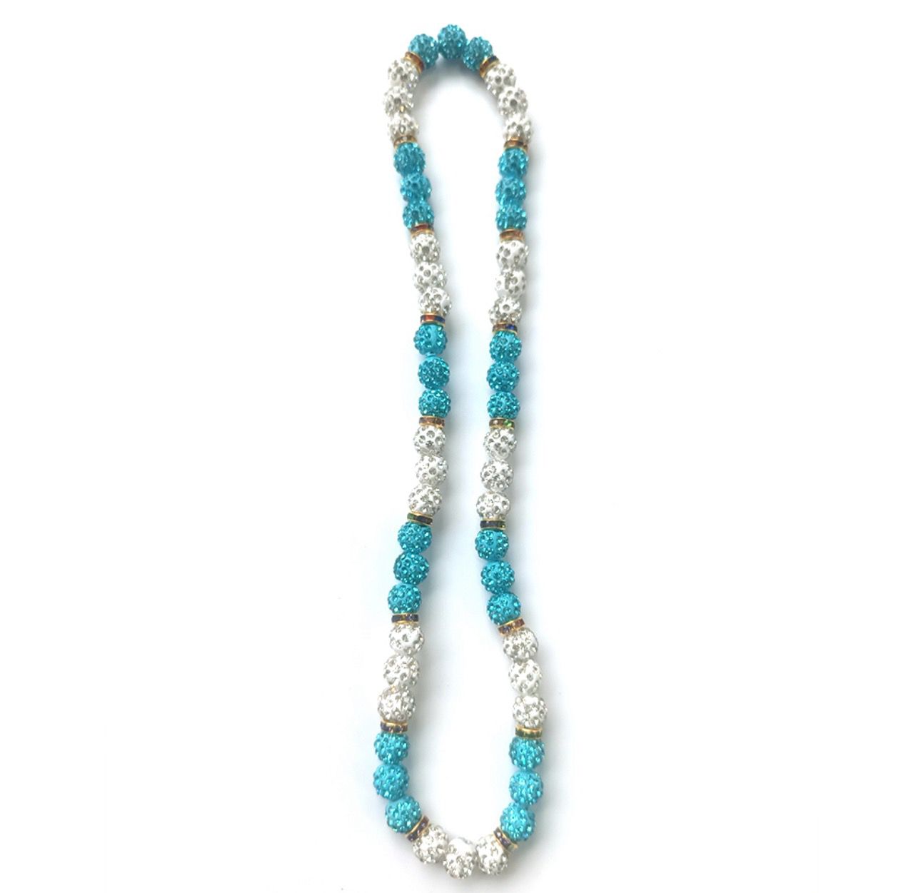 Collares Brillante de color Azul/Blanco + dorado {20 inch}