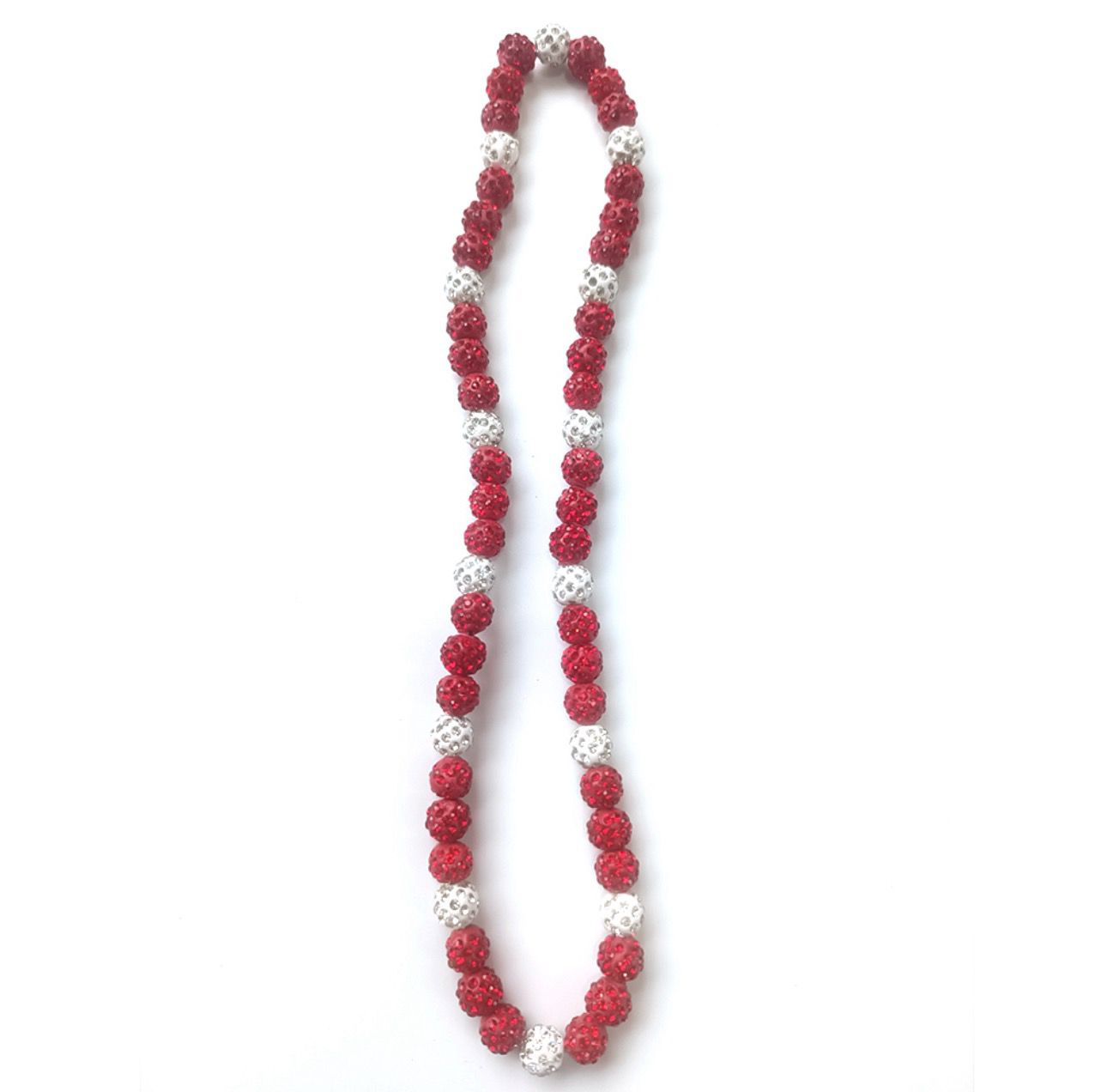 Collares Brillante de color Rojo/Blanco {18 inch}