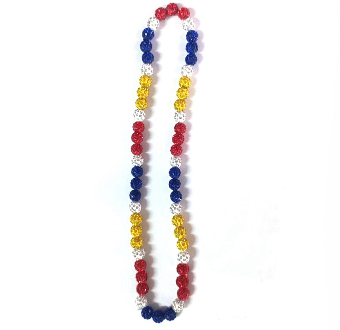 Collares Brillante de color Amarillo/azul/ blanco/rojo {22 inch}