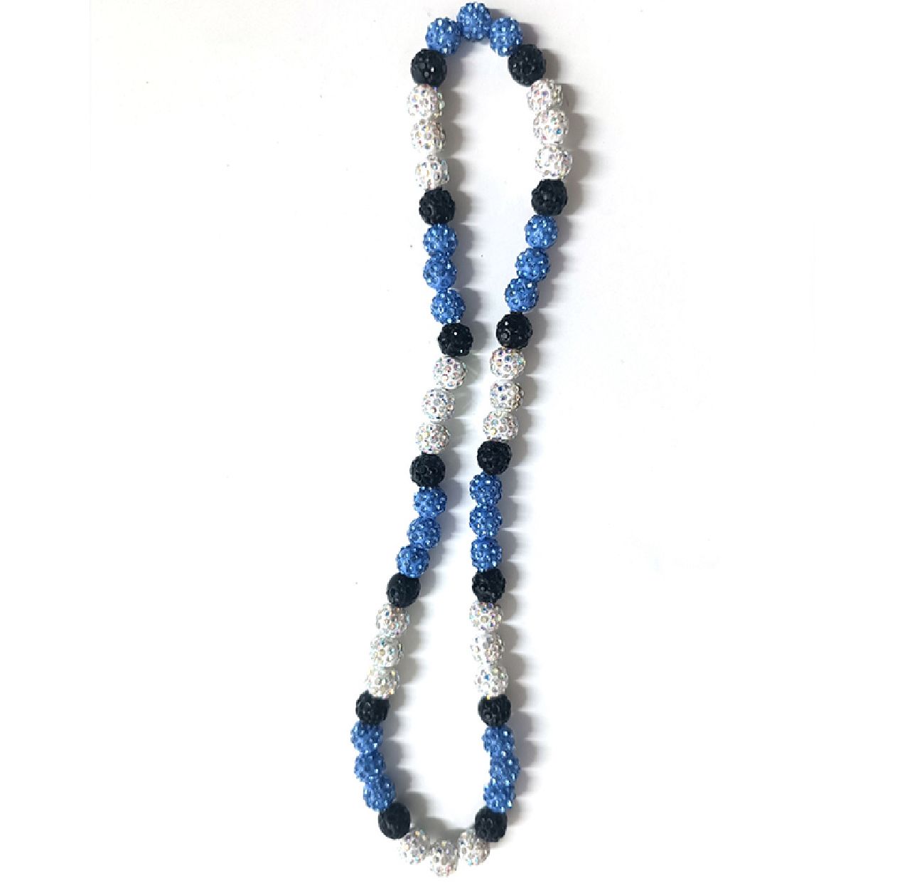 Collares Brillante de color negro/Azul C/ blanco {20 inch}